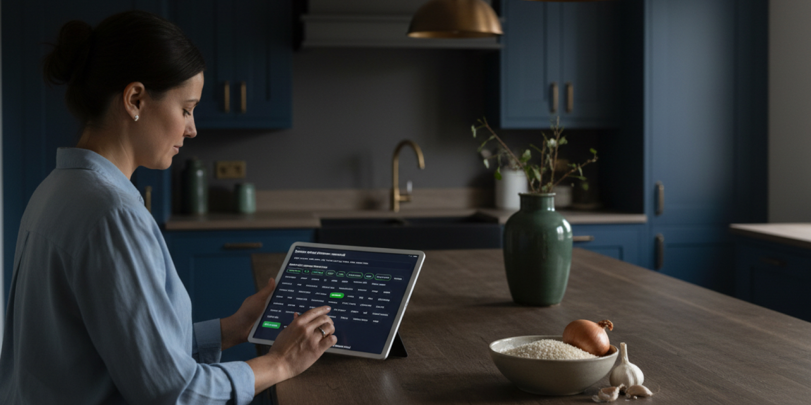 Rice recipe finder showing ingredient selection