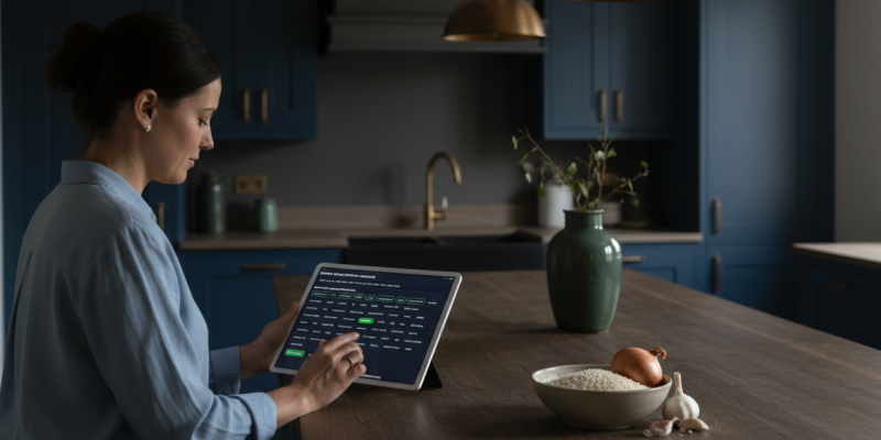 Screenshot of rice recipe finder showing ingredient selection